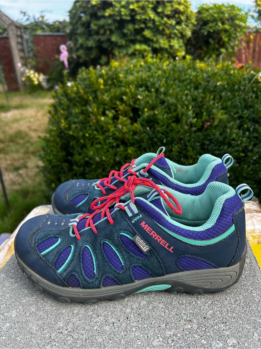 Merrell Women's Navy Teal Purple Trail Sneakers with Red Laces Size 4 M